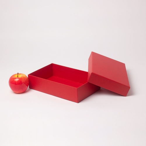 Коробка крышка-дно 25х6х15, красный, дизайнерская бумага