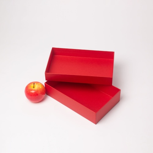 Коробка крышка-дно 25х6х15, красный, дизайнерская бумага