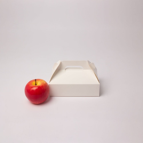 Картонные коробки 17х5х10см, цвет - белый, материал - картон, ламинация - без ламинации, ручки - прорубные, фото 1 (вид спереди)