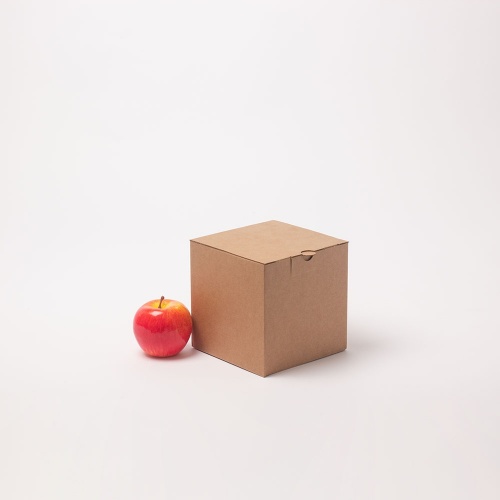 Коробка самосборная с откидной крышкой и замочком 15х15х15, Т23Е бур/бур, без печати, бурый