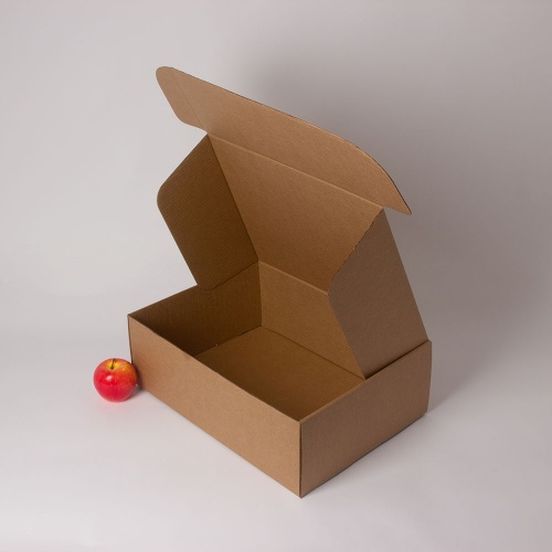 Коробка самосборная с откидной крышкой 37х12х26, Т23Е бур/бур, без печати, бурый