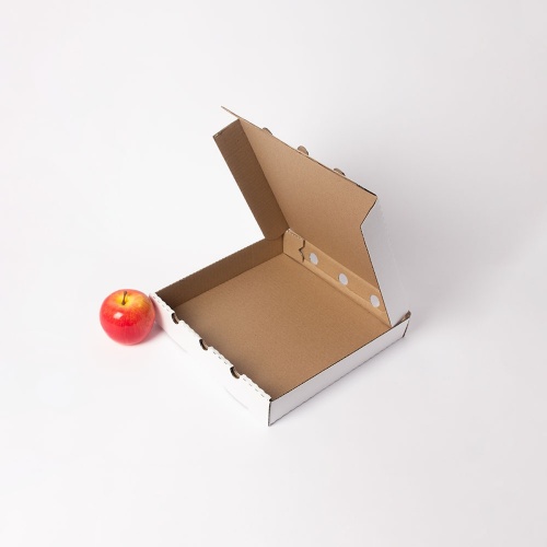 Коробка самосборная для пиццы и пирогов 26х4х26, Т23В бел/бур, без печати, бурый
