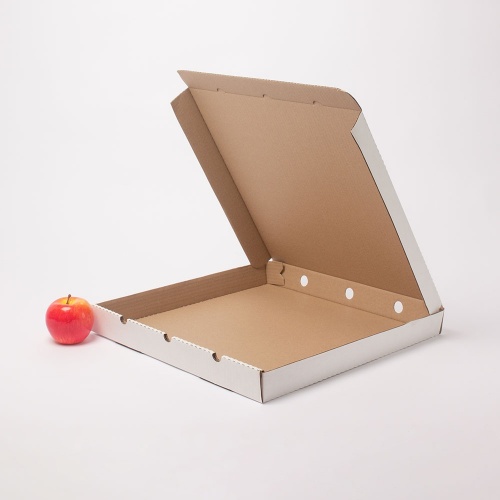 Коробка самосборная для пиццы и пирогов 41х4х41, Т23В бел/бур, без печати, бурый