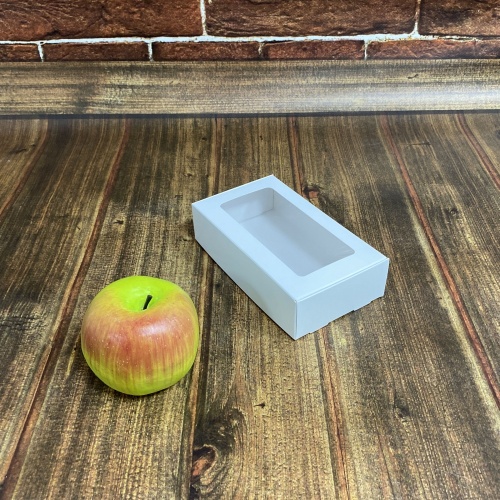 Коробочка  самосборная с прозрачным окошком для выпечки / сладостей / суши 16x4x9, белый.