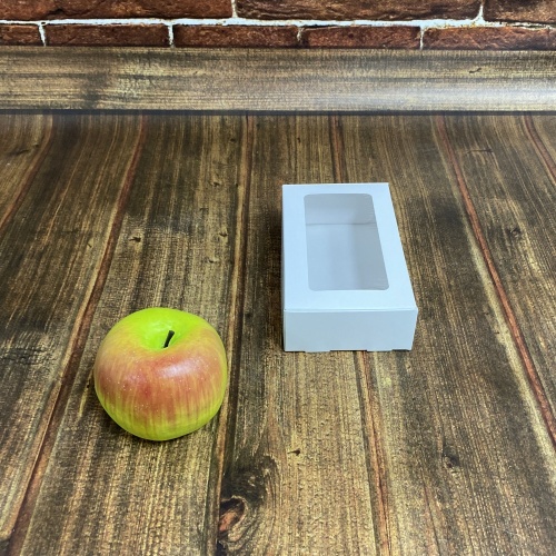Коробочка  самосборная с прозрачным окошком для выпечки / сладостей / суши 16x4x9, белый.