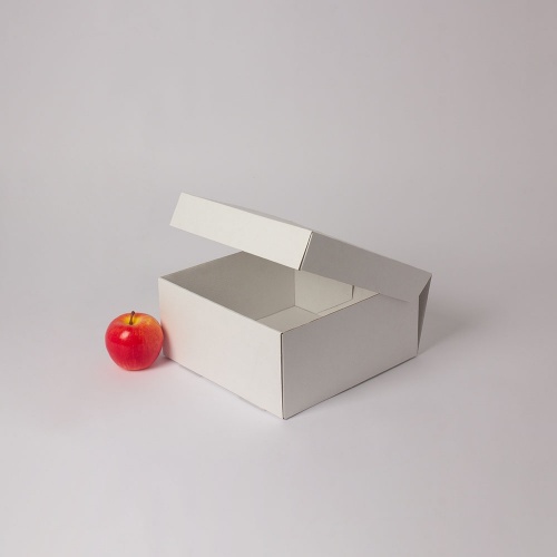 Коробка самосборная с прозрачным окошком для выпечки/тортов 25х12х25, Т23Е бел/бел, без печати