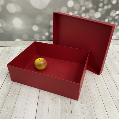 Кашированные коробки 40х12х30см, цвет - красный, материал - дизайнерская бумага, ламинация - без ламинации, фото 3 