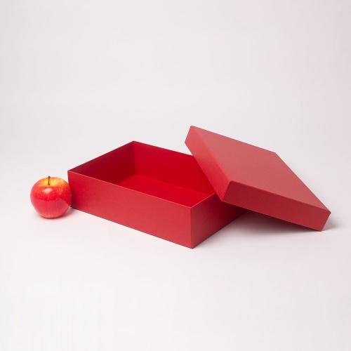 Коробка крышка-дно 30х8х20, красный, дизайнерская бумага