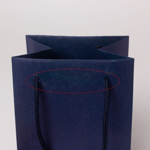 Пакеты бумажные 13х18х11см, цвет - тёмно-синий, материал - плотный крафт, ламинация - без ламинации, ручки - шнур, фото 5 