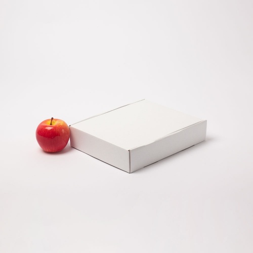 Картонные коробки 20х5х25см, цвет - белый, материал - гофрокартон, ламинация - без ламинации, фото 1 (вид спереди)