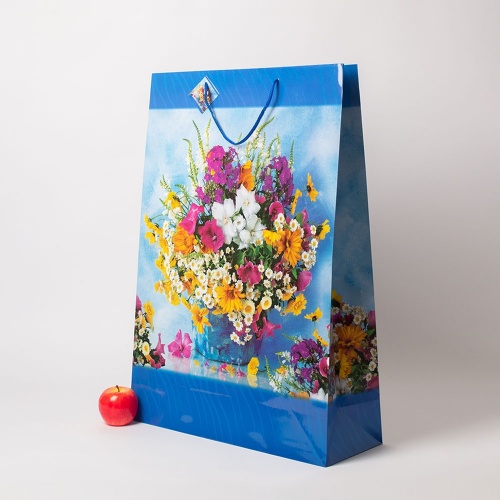 Пакет  50х71x17, букет цветов, меловка