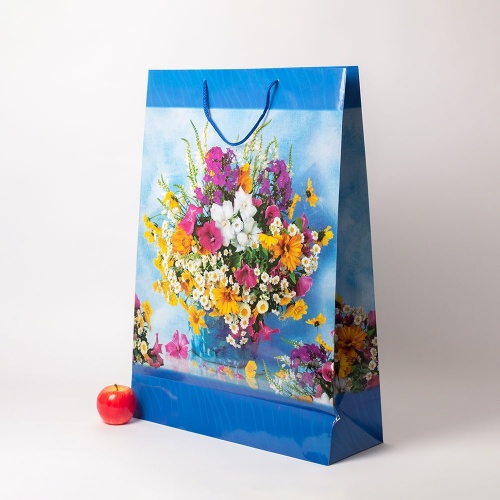 Пакет  50х71x17, букет цветов, меловка