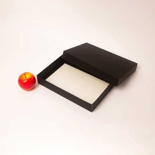 Коробка 30x5x20, черная, картон софтач (крышка-дно)