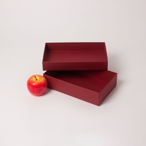 Коробка крышка-дно 25х6х15, бордо, дизайнерская бумага