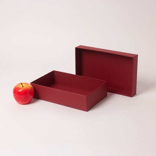 Коробка крышка-дно 25х6х15, бордо, дизайнерская бумага