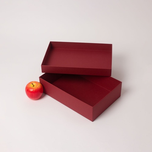 Коробка крышка-дно 30х8х20, бордо, дизайнерская бумага