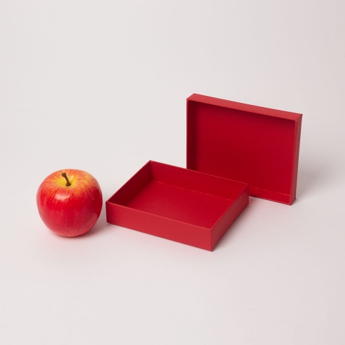 Коробка крышка-дно 14x3x11, красный, дизайнерская бумага