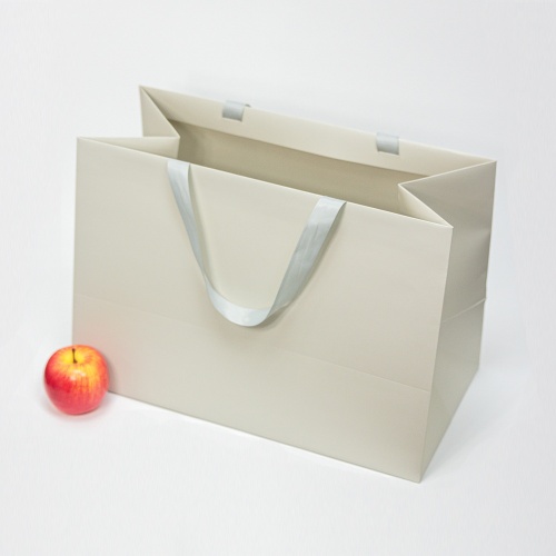 Пакет бумажный, 45x32x24, бежевый матовый, с вклееной ручкой