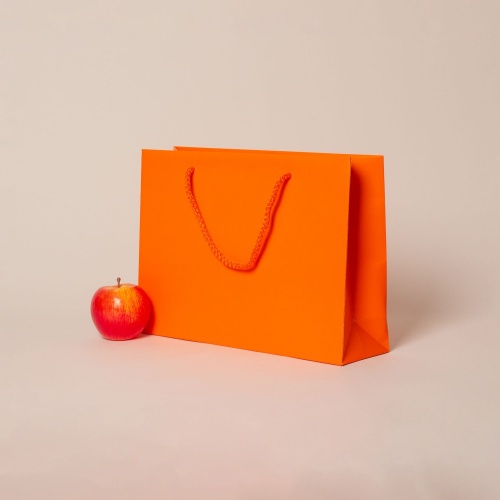 Пакет 35x25x10, оранжевый, меловка