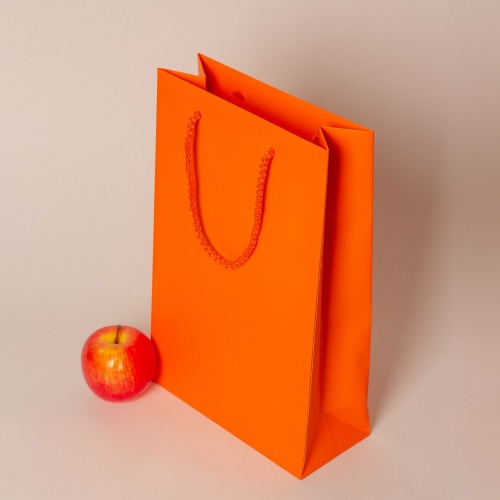 Пакет 23х36х10, оранжевый, меловка