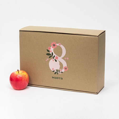 Коробка самосборная с откидной крышкой 22х10х33, Т23Е бур/бур, «8 марта», бурый