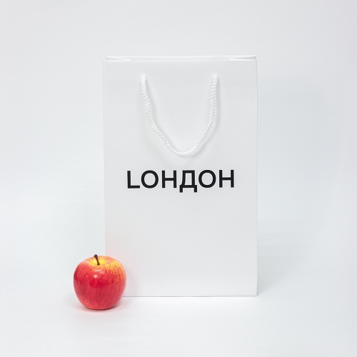 Пакет 23x36x10, белый, меловка "Lондон"