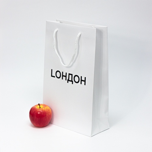 Пакет 23x36x10, белый, меловка "Lондон"