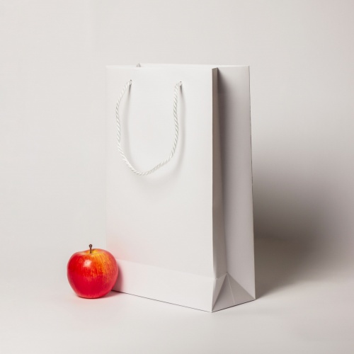 Пакеты бумажные, 23x36x10, белый,  меловка "Бокалы"