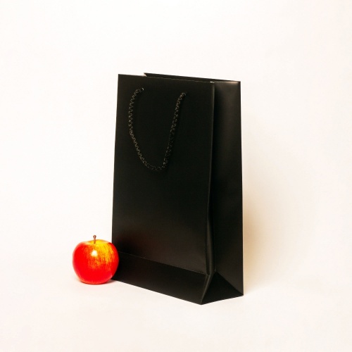 Пакеты бумажные, 23x36x10, черный матовый С Днем рождения