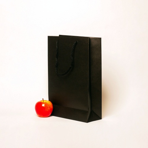 Пакеты бумажные, 23x36x10, черный, крафт "С Днем Рождения"