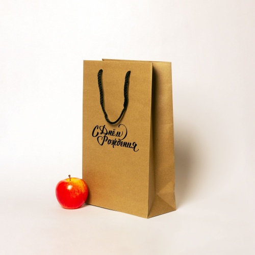 Пакеты бумажные, 23x36x10, коричневый "С Днем рождения"