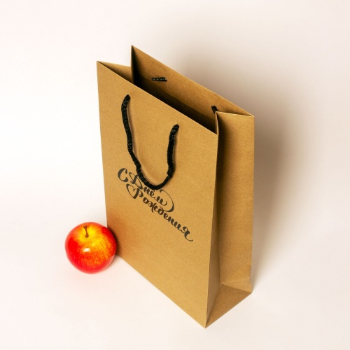 Пакеты бумажные, 23x36x10, коричневый "С Днем рождения"