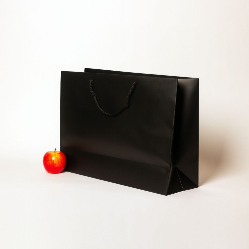 Пакеты бумажные, 47x34x16, черный матовый "С Днем рождения"