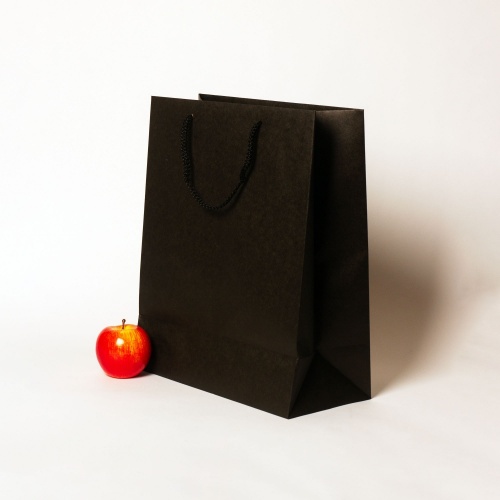 Пакеты бумажные, 33x40x16, черный С Днем рождения