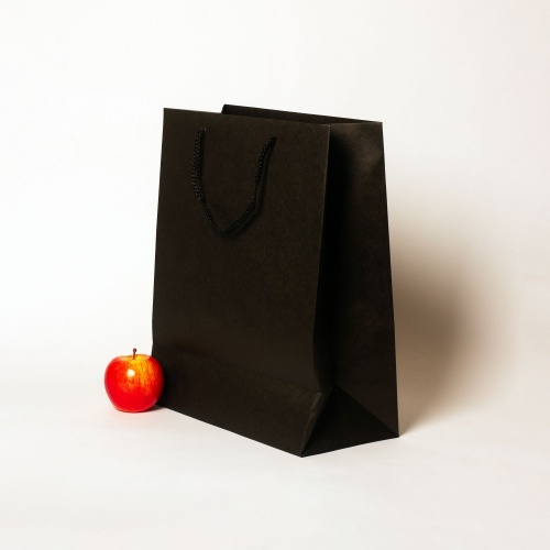 Пакеты бумажные, 33x40x16, черный "С Днем рождения"