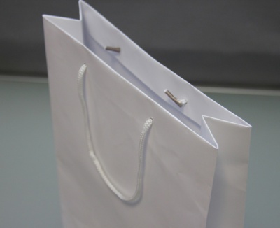 Пакеты бумажные 25х36х10см, цвет - белый, материал - мелованная бумага, ламинация - матовая, фото 3 