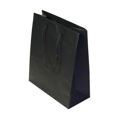 Пакеты бумажные 19х23х9см, цвет - черный, материал - дизайнерский картон, ламинация - без ламинации, фото 1 (вид спереди)