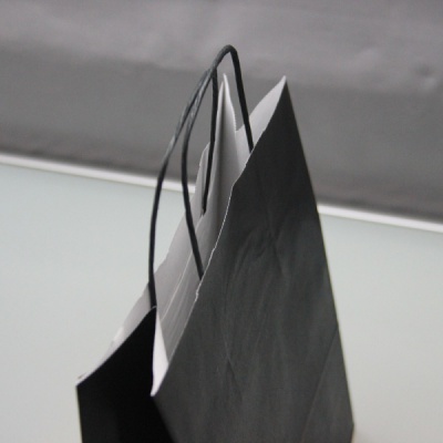 Пакеты бумажные 25х31х11см, цвет - черный, материал - тонкий крафт, ламинация - без ламинации, ручки - крученые (шпагат), фото 4 