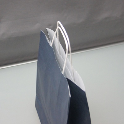 Пакеты бумажные 25х31х11см, цвет - синий, материал - тонкий крафт, ламинация - без ламинации, ручки - крученые (шпагат), фото 4 