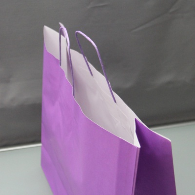 Пакеты бумажные 44х40х14см, цвет - фиолетовый, материал - тонкий крафт, ламинация - без ламинации, ручки - крученые (шпагат), фото 4 