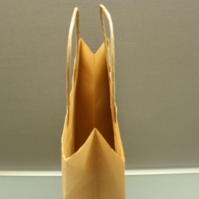 Пакет 26x37x11, коричневый крафт ribbed, крученая бумажная ручка